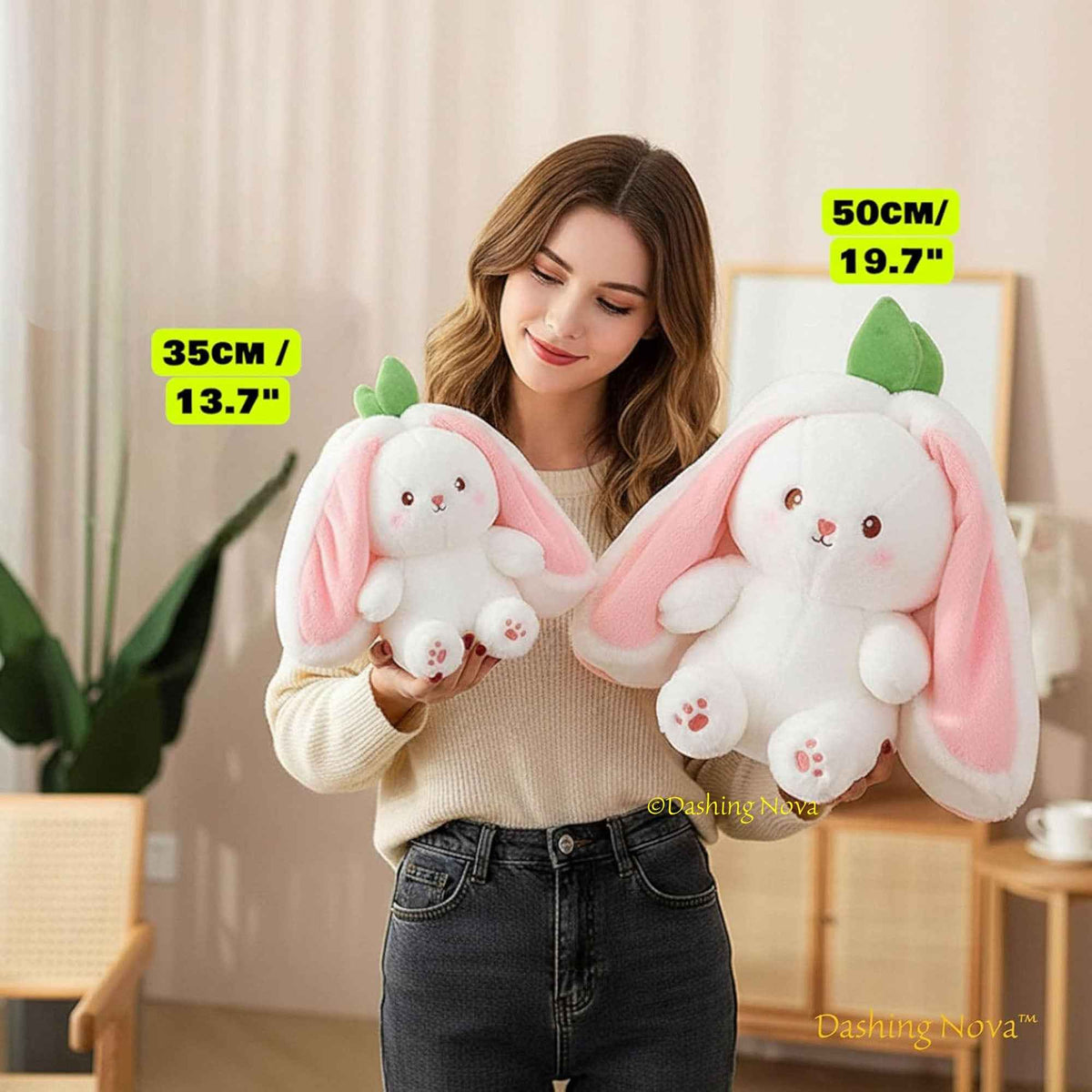 Reversible Bunny Plush Toy | Strawberry & Carrot Stuffed Animal for Ki…i